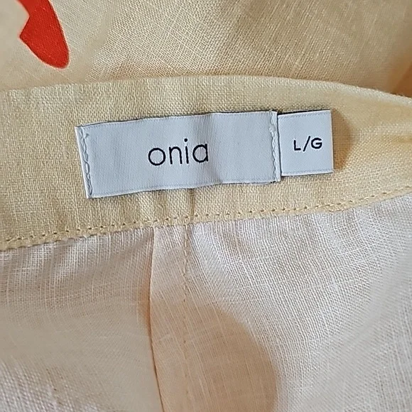 Onia Amanda Yellow Linen Palm Tropical Maxi Wrap Skirt - Size Large